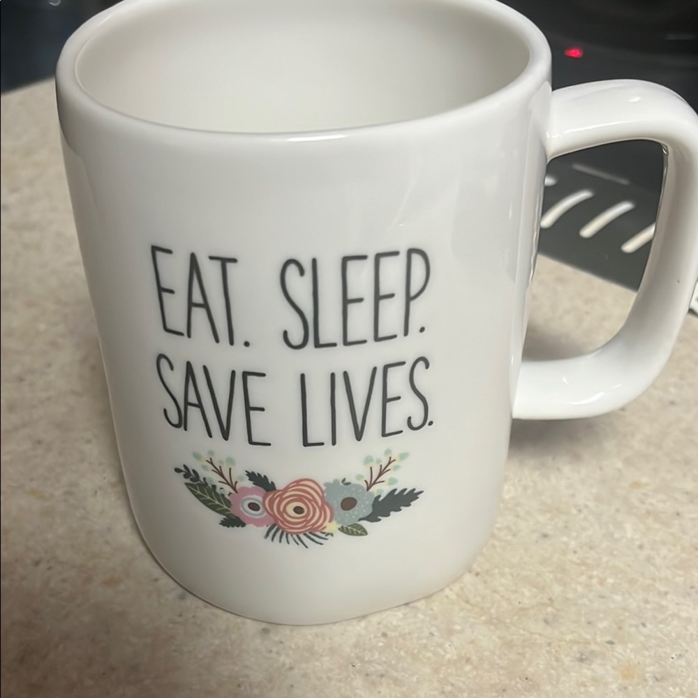 White Ceramic Mug with Floral Design